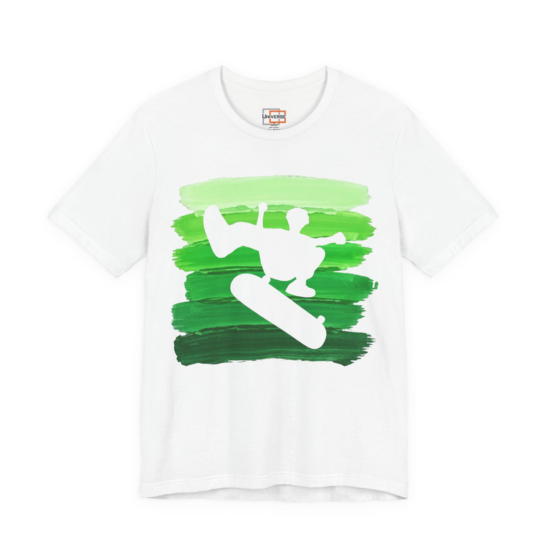 Vintage Skateboarder Green Stripes — Unisex Graphic Tee | Universe