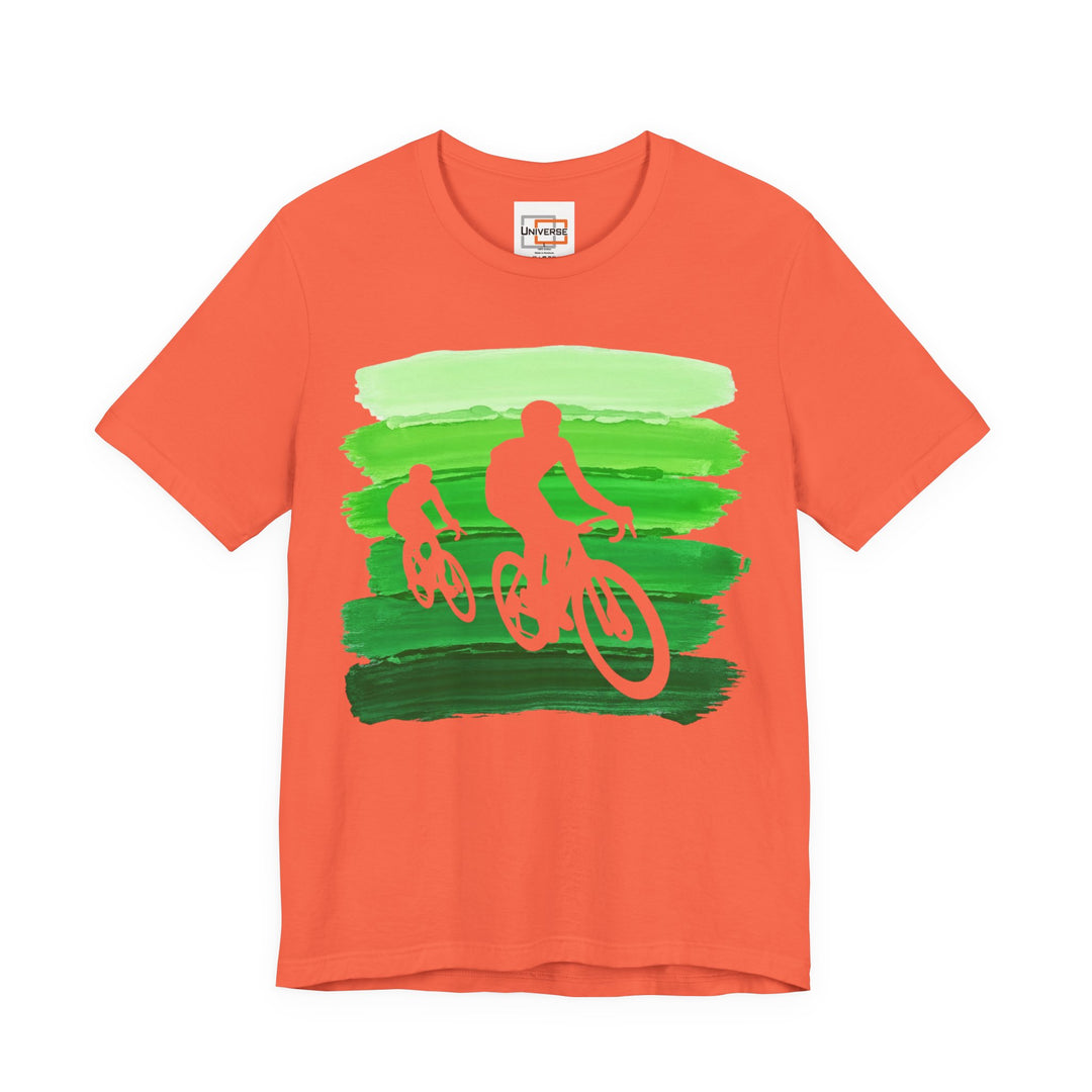 Vintage Cyclists Green Stripes — Unisex Graphic Tee | Universe