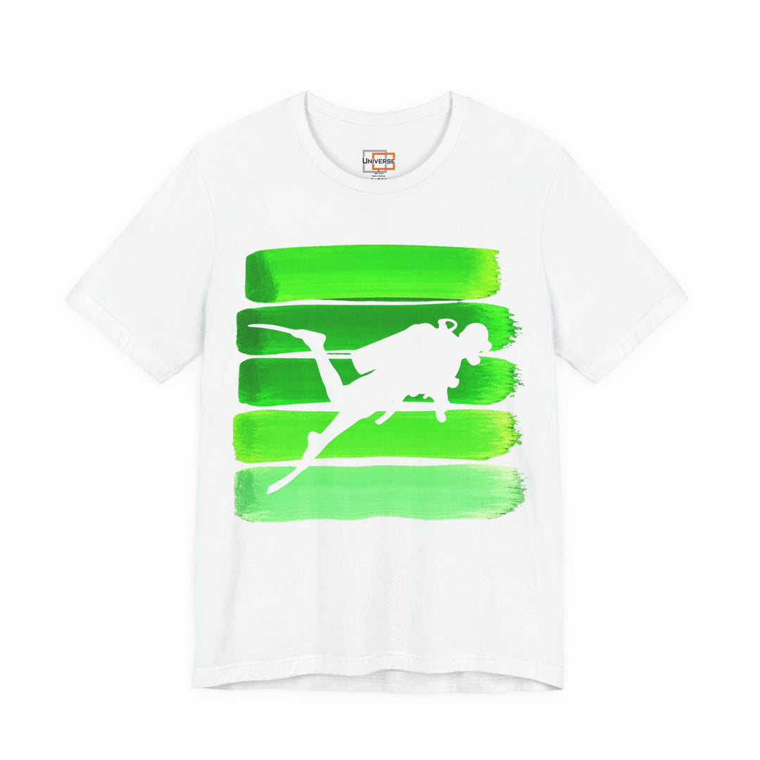 Vintage Scuba Diver Green Stripes — Unisex Graphic Tee | Universe