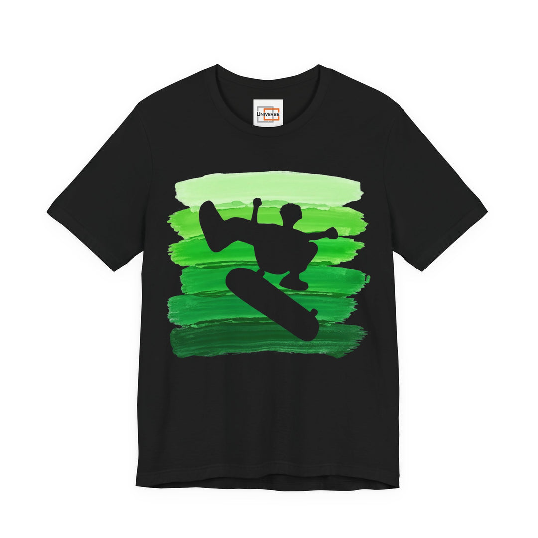 Vintage Skateboarder Green Stripes — Unisex Graphic Tee | Universe