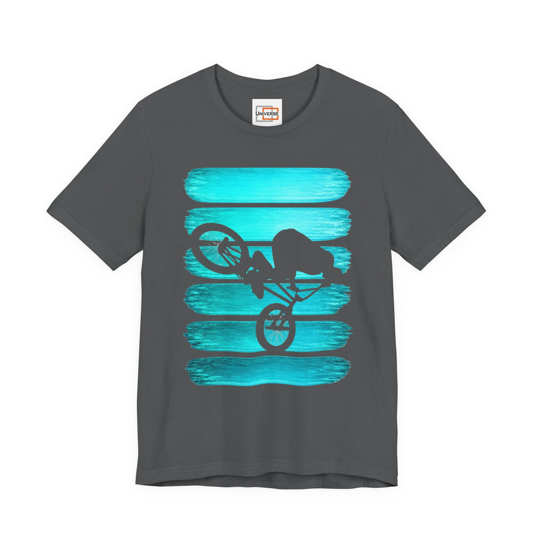 Vintage BMX Teal Stripes — Unisex Graphic Tee | Universe