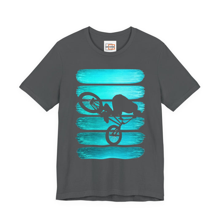 Vintage BMX Teal Stripes — Unisex Graphic Tee | Universe