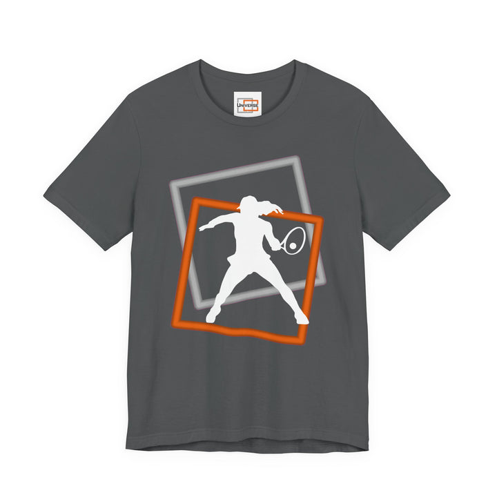 Minimal Tennis Woman Dark — Unisex Graphic Tee | Universe