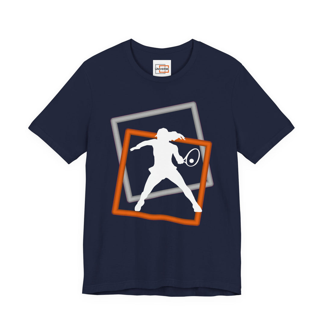 Minimal Tennis Woman Dark — Unisex Graphic Tee | Universe