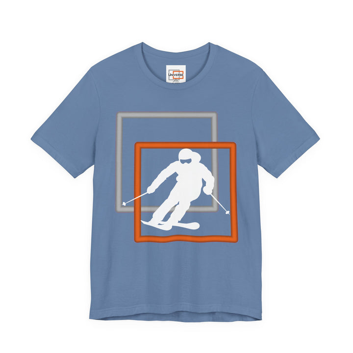 Minimal Downhill Skier Dark — Unisex Graphic Tee | Universe