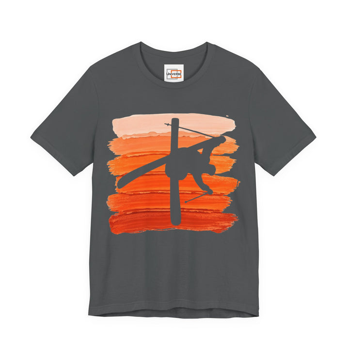 Vintage Freestyle Skier Orange Stripes — Unisex Graphic Tee | Universe
