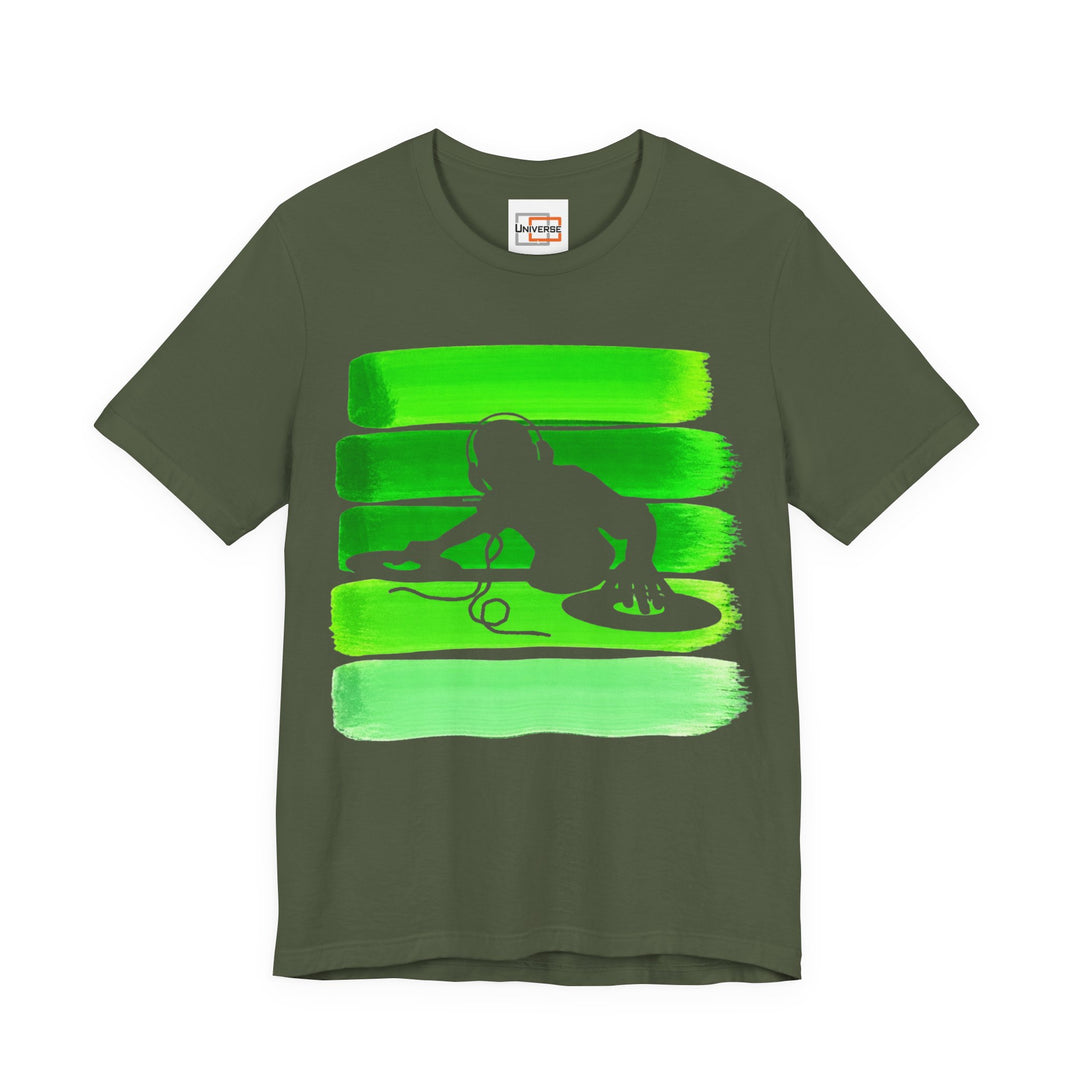 Vintage DJ Green Stripes — Unisex Graphic Tee | Universe