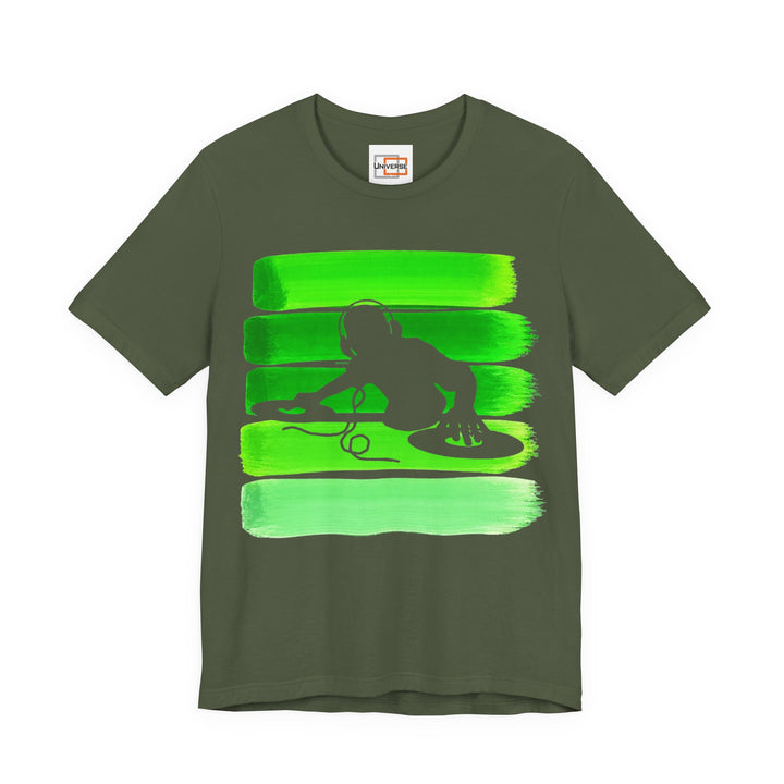 Vintage DJ Green Stripes — Unisex Graphic Tee | Universe