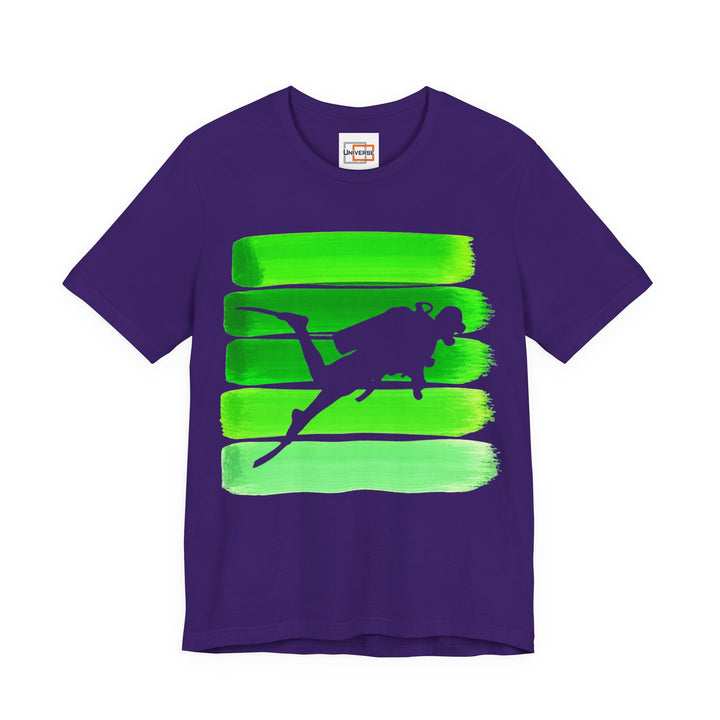 Vintage Scuba Diver Green Stripes — Unisex Graphic Tee | Universe