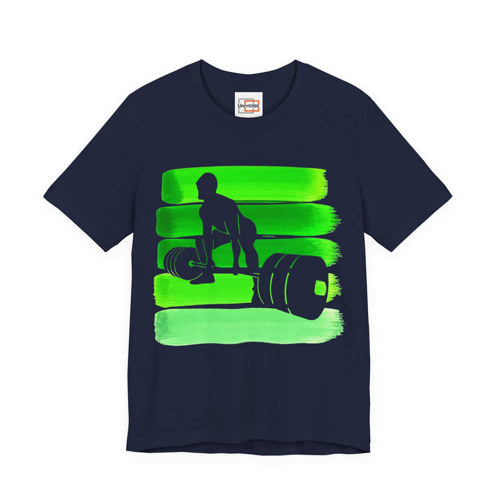 Vintage Deadlift Green Stripes — Unisex Graphic Tee | Universe