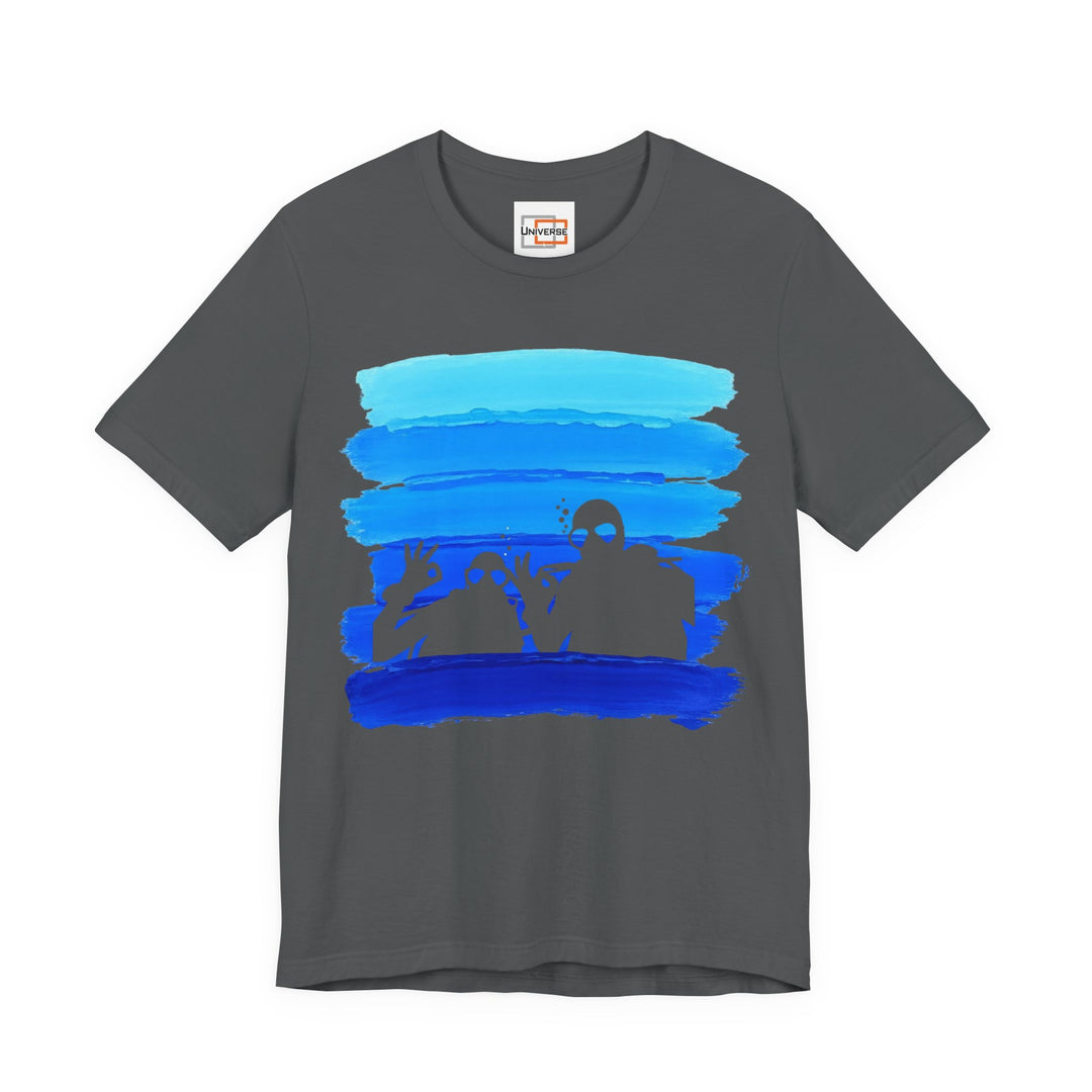 Vintage Scuba Divers Blue Stripes — Unisex Graphic Tee | Universe