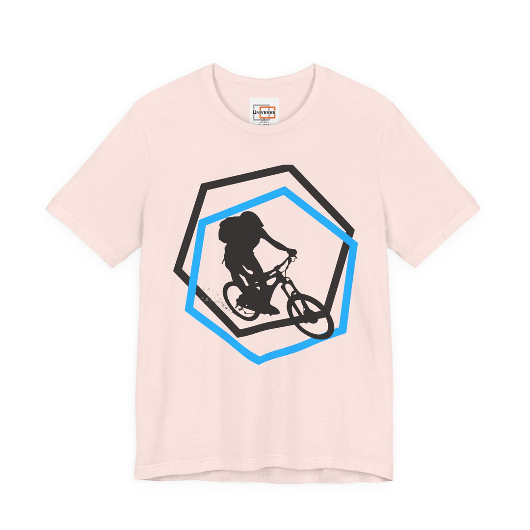 Minimal Mountain Biker Light — Unisex Graphic Tee | Universe