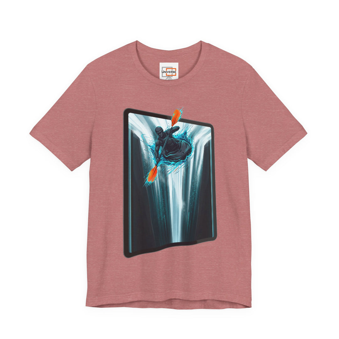 Kayak Waterfall Portal — Unisex Graphic Tee | Universe
