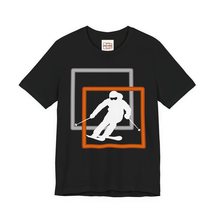 Minimal Downhill Skier Dark — Unisex Graphic Tee | Universe