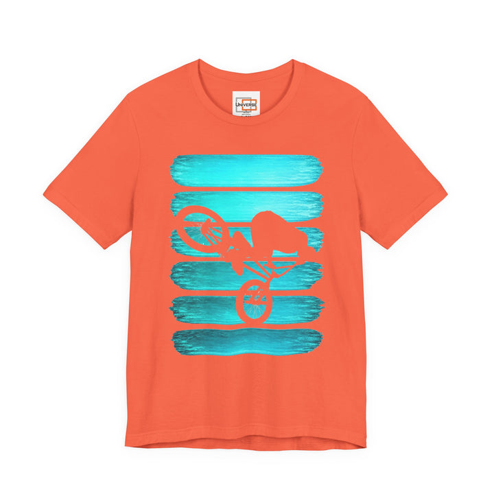Vintage BMX Teal Stripes — Unisex Graphic Tee | Universe