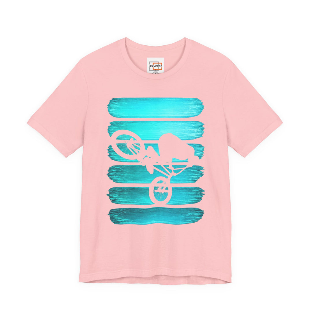 Vintage BMX Teal Stripes — Unisex Graphic Tee | Universe