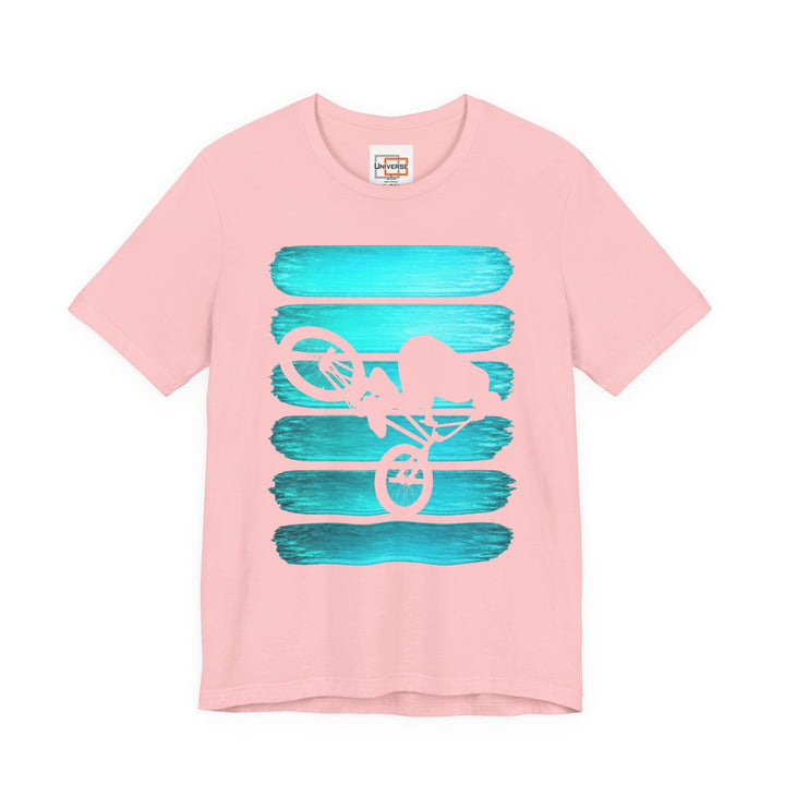 Vintage BMX Teal Stripes — Unisex Graphic Tee | Universe
