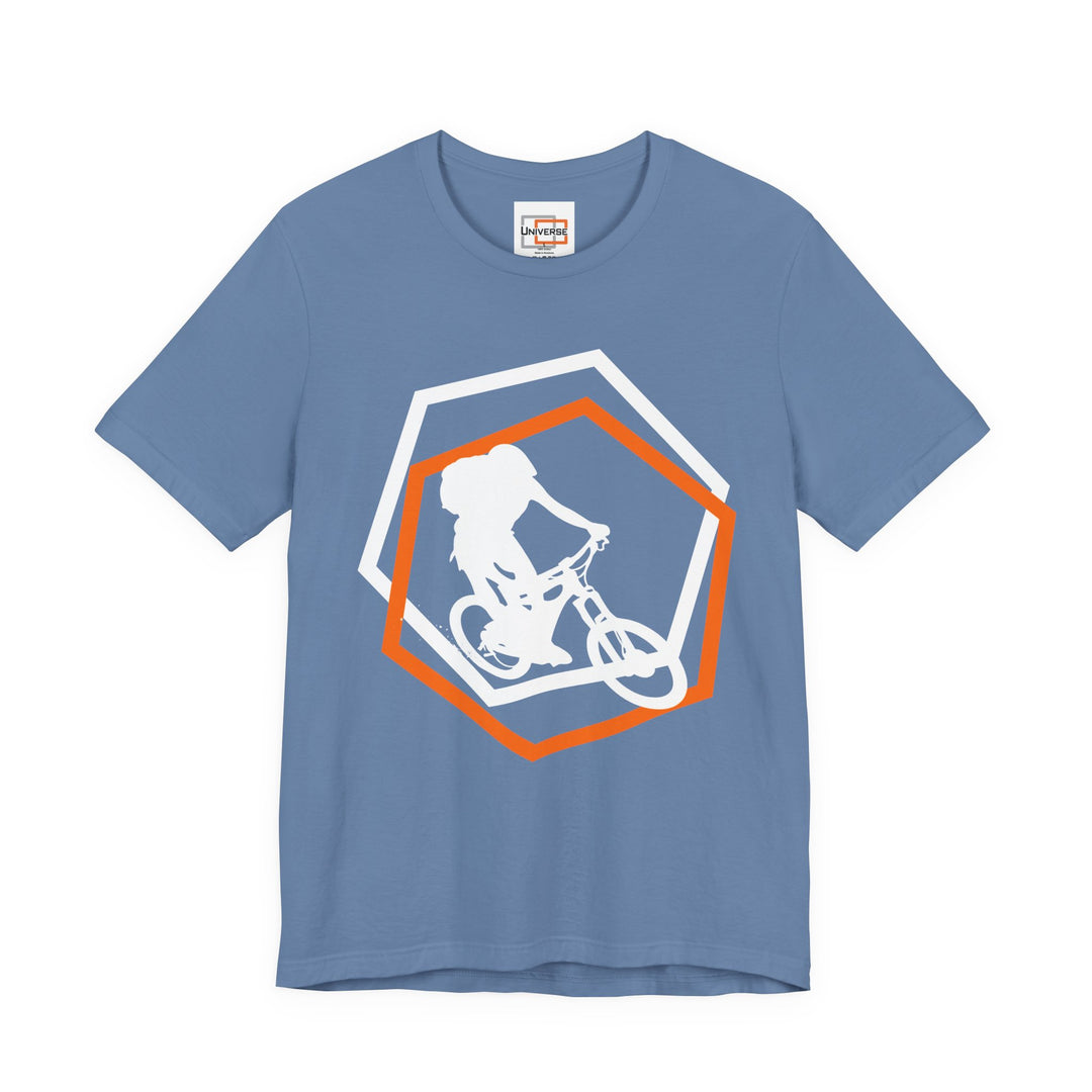 Minimal Mountain Biker Dark— Unisex Graphic Tee | Universe