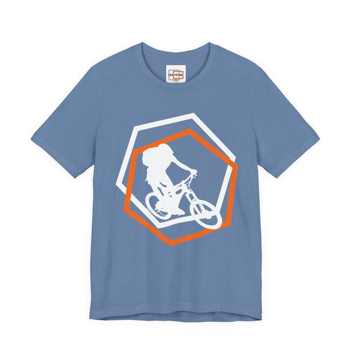 Minimal Mountain Biker Dark— Unisex Graphic Tee | Universe