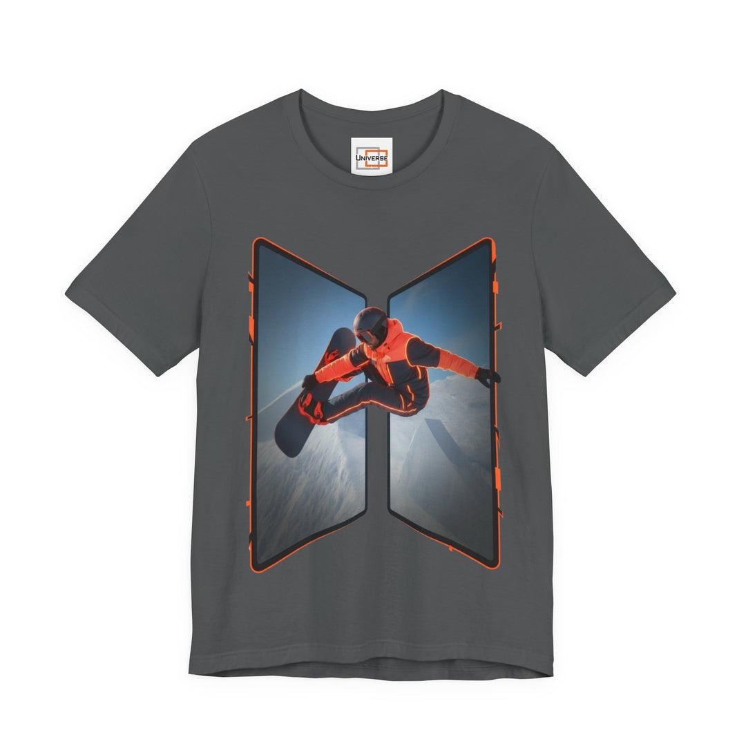 Neon Snowboarder Z-Fold Portal— Unisex Graphic Tee | Universe