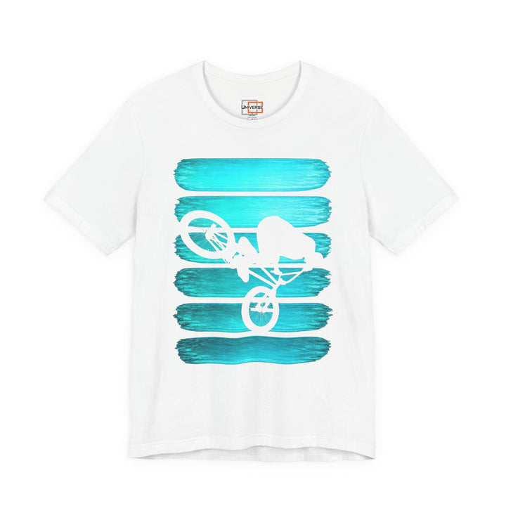 Vintage BMX Teal Stripes — Unisex Graphic Tee | Universe