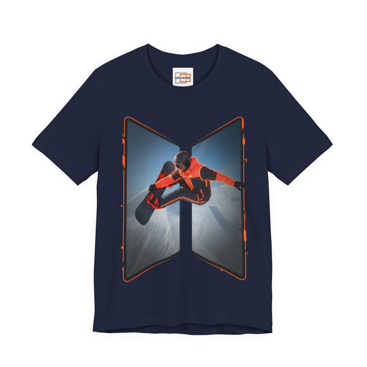 Neon Snowboarder Z-Fold Portal— Unisex Graphic Tee | Universe