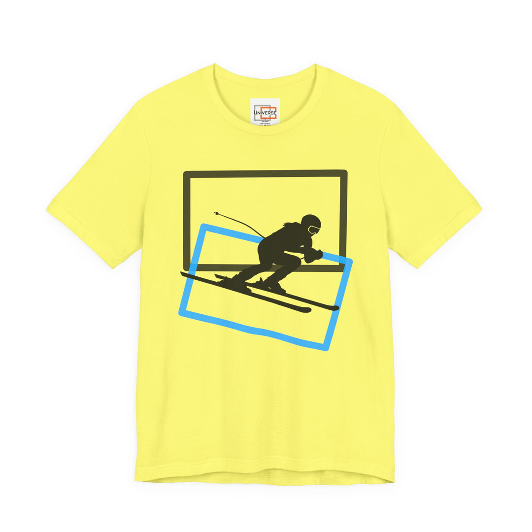 Minimal Downhill Skier Light— Unisex Graphic Tee | Universe
