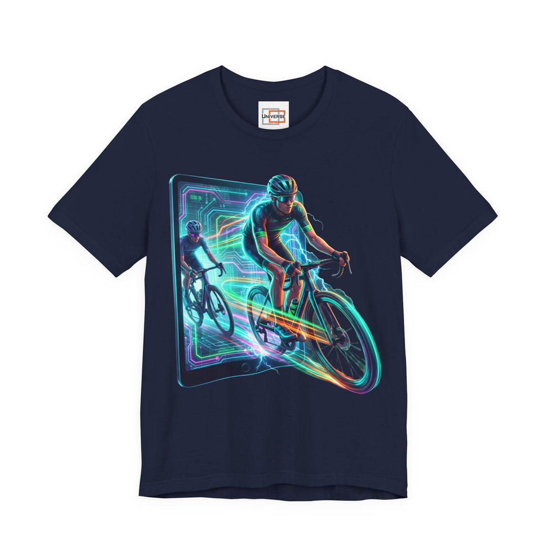 Neon Cyclist Portal— Unisex Graphic Tee | Universe