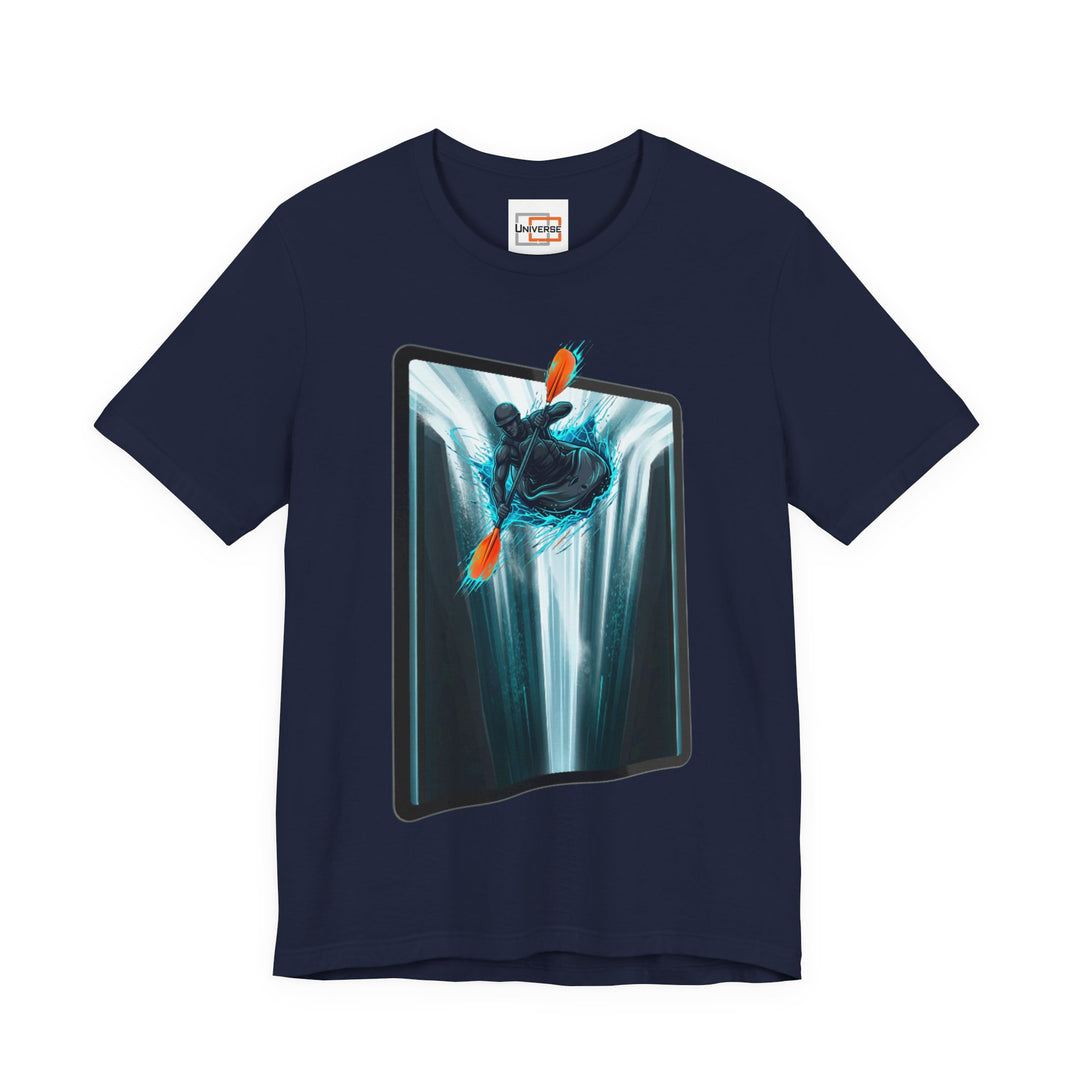 Kayak Waterfall Portal — Unisex Graphic Tee | Universe