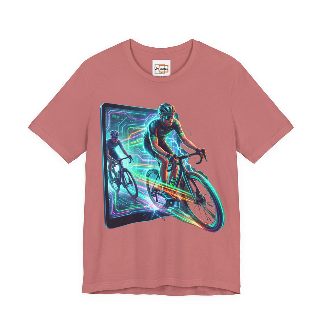 Neon Cyclist Portal— Unisex Graphic Tee | Universe