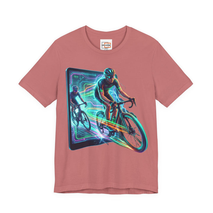 Neon Cyclist Portal— Unisex Graphic Tee | Universe