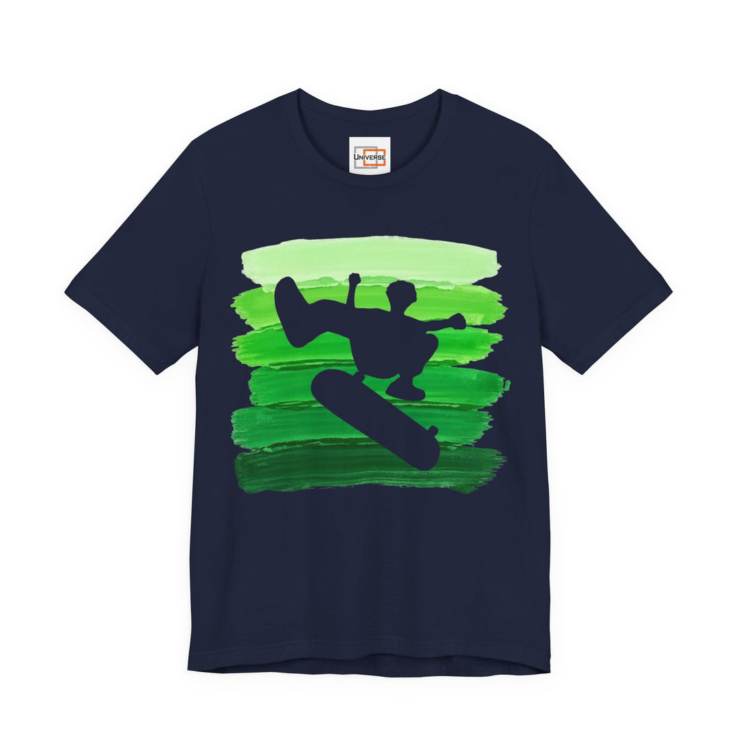 Vintage Skateboarder Green Stripes — Unisex Graphic Tee | Universe