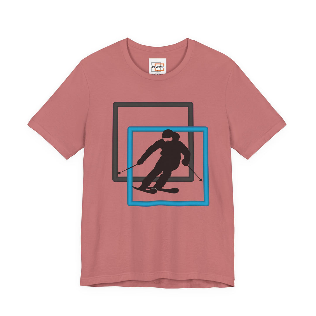Minimal Downhill Skier Light— Unisex Graphic Tee | Universe