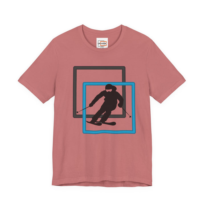 Minimal Downhill Skier Light— Unisex Graphic Tee | Universe