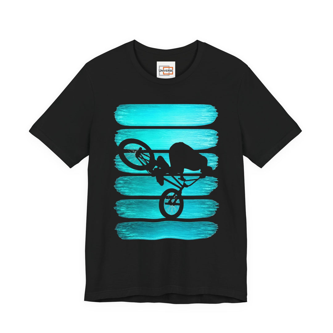 Vintage BMX Teal Stripes — Unisex Graphic Tee | Universe