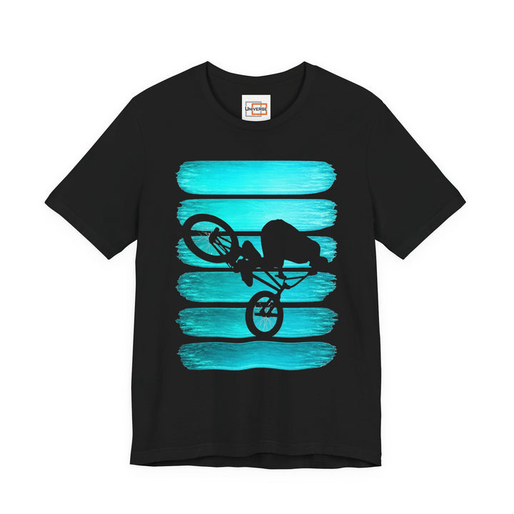 Vintage BMX Teal Stripes — Unisex Graphic Tee | Universe