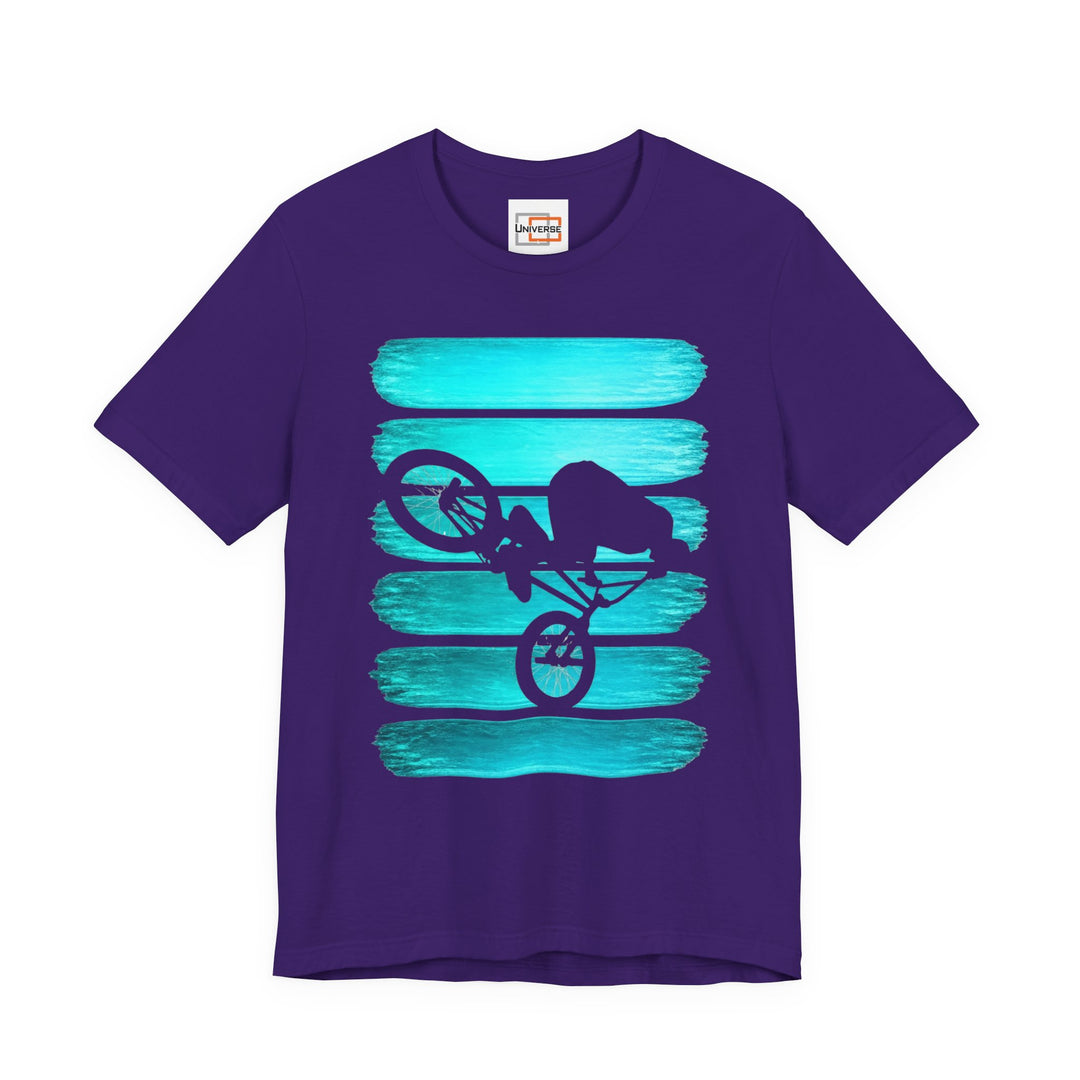 Vintage BMX Teal Stripes — Unisex Graphic Tee | Universe