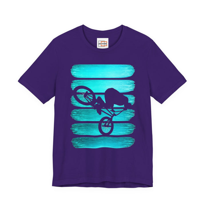 Vintage BMX Teal Stripes — Unisex Graphic Tee | Universe