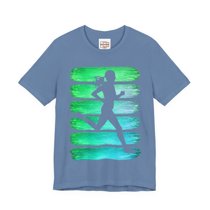 Vintage Runner Green Teal Stripes — Unisex Graphic Tee | Universe
