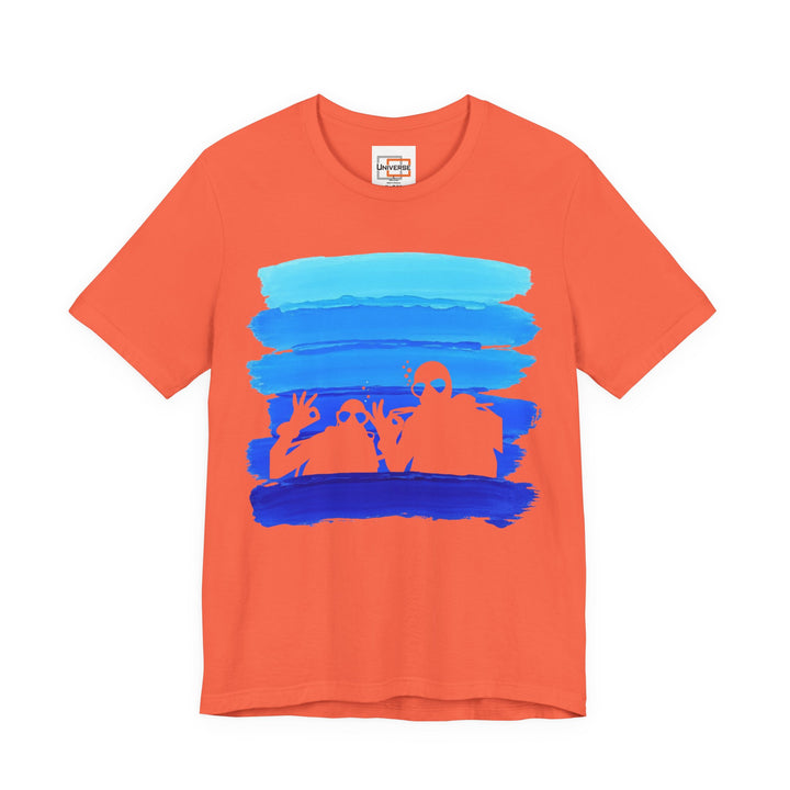 Vintage Scuba Divers Blue Stripes — Unisex Graphic Tee | Universe