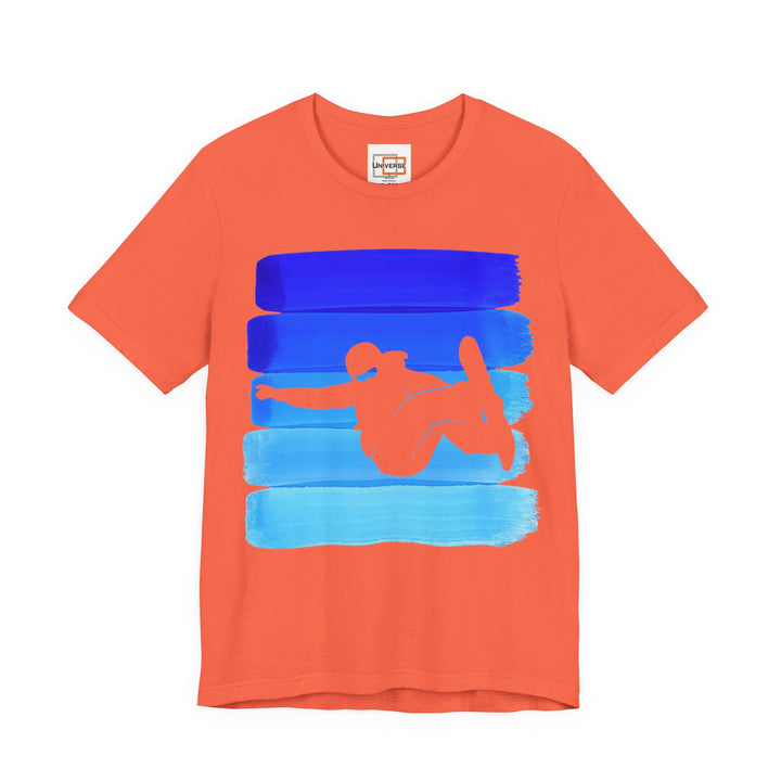Vintage Snowboarder Blue Stripes — Unisex Graphic Tee | Universe