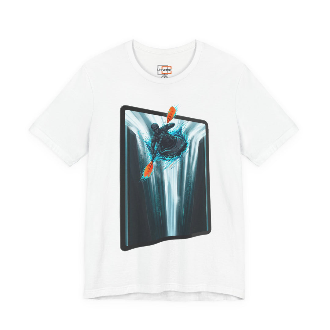 Kayak Waterfall Portal — Unisex Graphic Tee | Universe