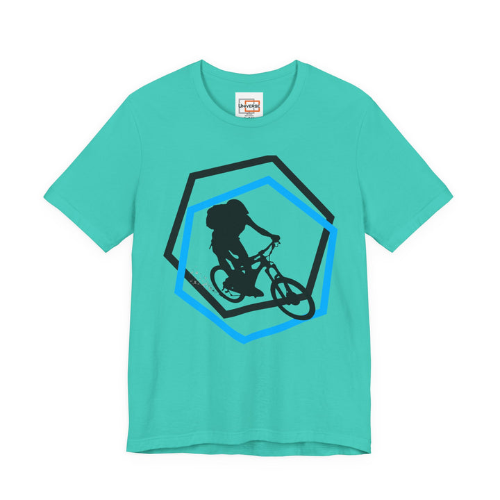 Minimal Mountain Biker Light — Unisex Graphic Tee | Universe