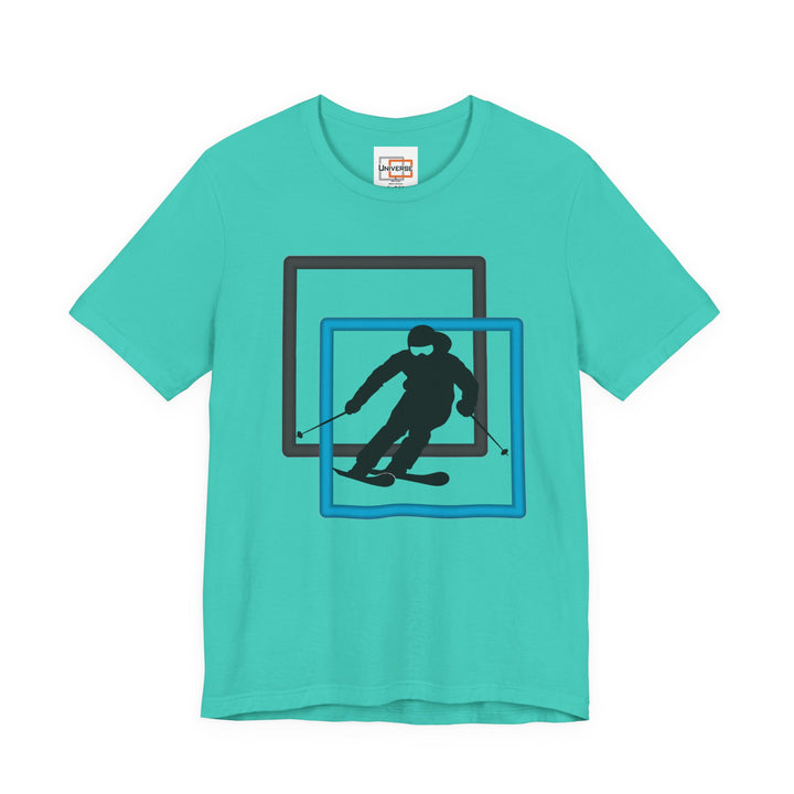 Minimal Downhill Skier Light— Unisex Graphic Tee | Universe