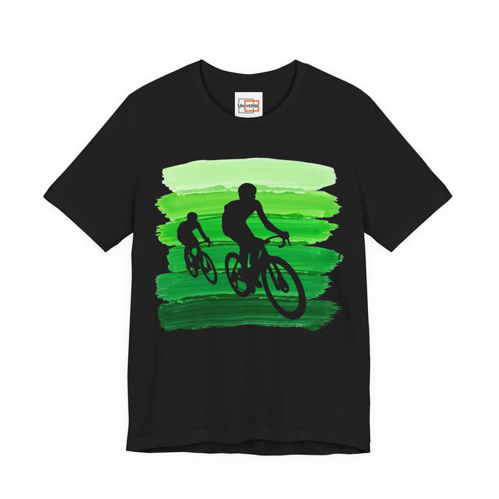 Vintage Cyclists Green Stripes — Unisex Graphic Tee | Universe