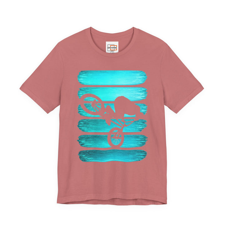 Vintage BMX Teal Stripes — Unisex Graphic Tee | Universe