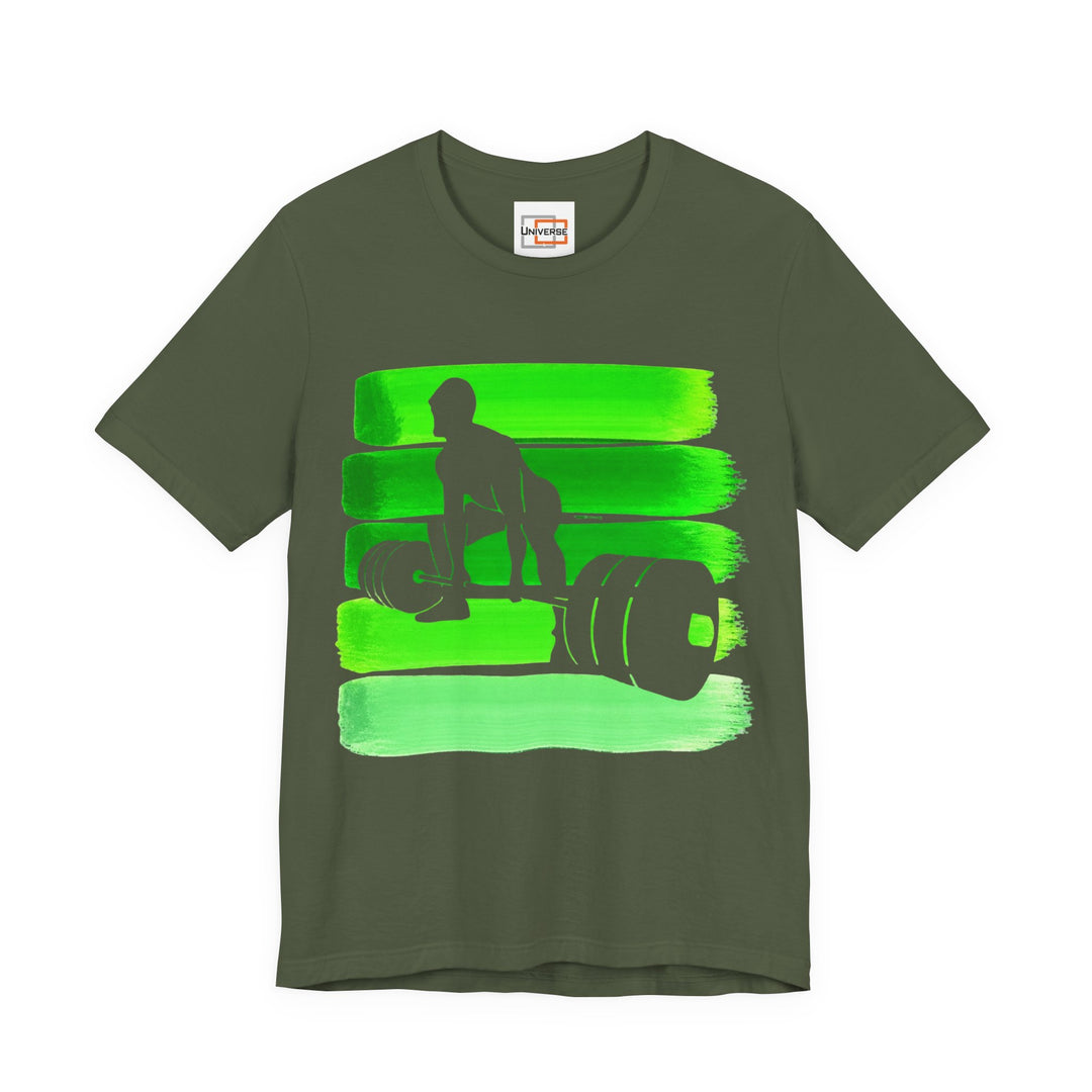Vintage Deadlift Green Stripes — Unisex Graphic Tee | Universe