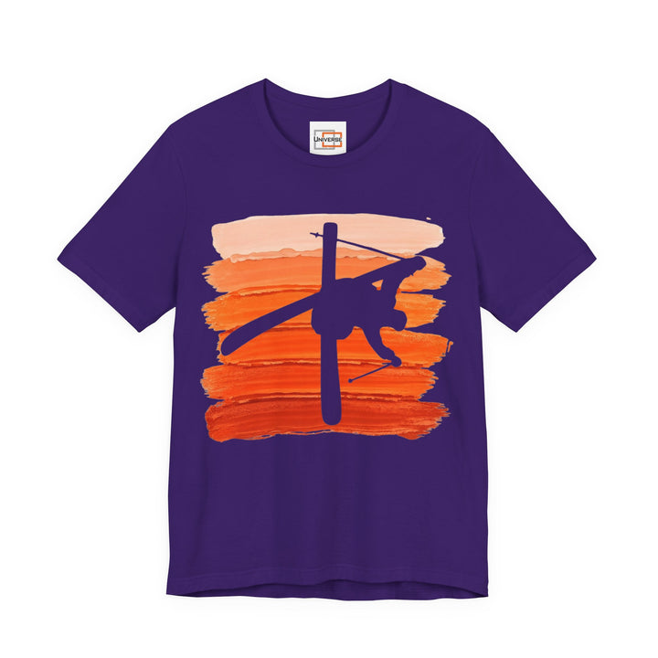 Vintage Freestyle Skier Orange Stripes — Unisex Graphic Tee | Universe