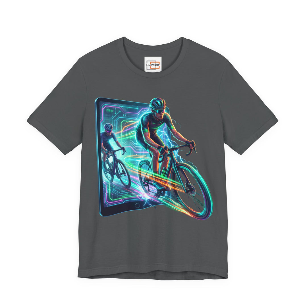 Neon Cyclist Portal— Unisex Graphic Tee | Universe