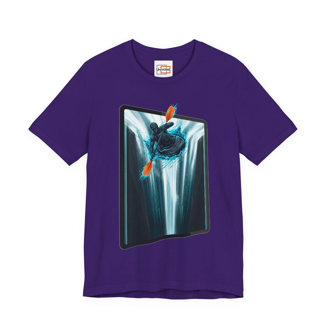Kayak Waterfall Portal — Unisex Graphic Tee | Universe